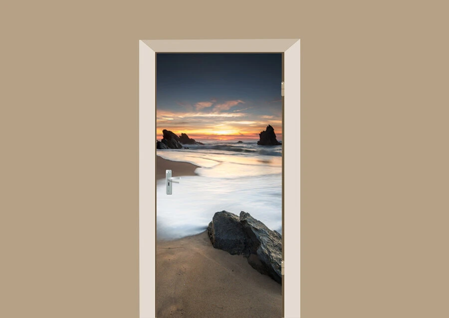 Deursticker Zonsondergang Op Het Strand 3 Deursticker Zonsondergang Op Het Strand