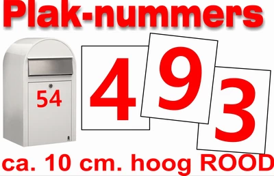 Huisnummer / Containter Stickers Rood 10CM 3 Huisnummer / Containter Stickers Rood 10CM