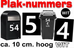Huisnummer / Container Stickers Wit 10CM