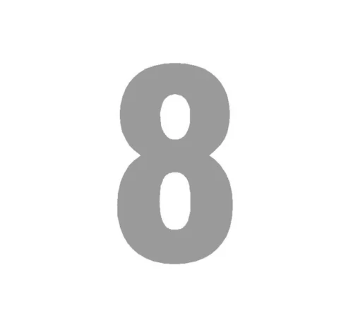Plakcijfer Gezandstraald 25cm Gespiegeld: Cijfer 8