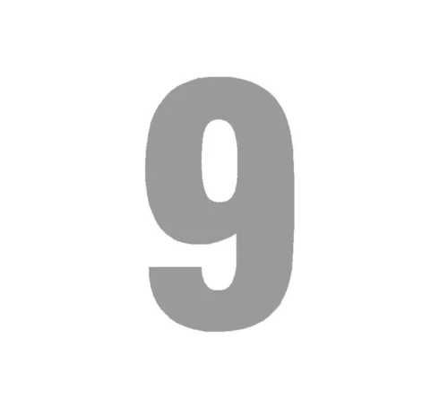 Plakcijfer Gezandstraald 25cm Gespiegeld: Cijfer 9