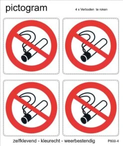 Pictogram Sticker Verboden Te Roken (4 Stuks)