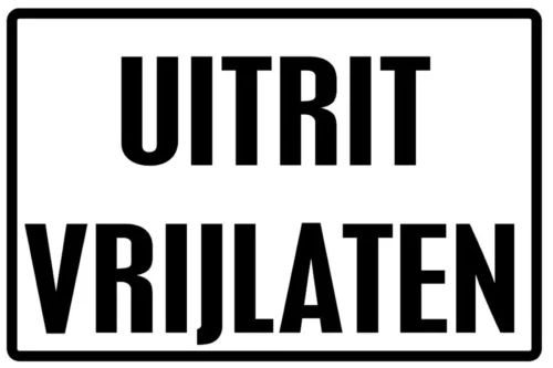 XL Sticker Uitrit Vrijlaten (19.5x28.5cm)