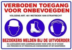 XL Sticker Verboden Toegang Voor Onbevoegden (19.5x28.5cm)