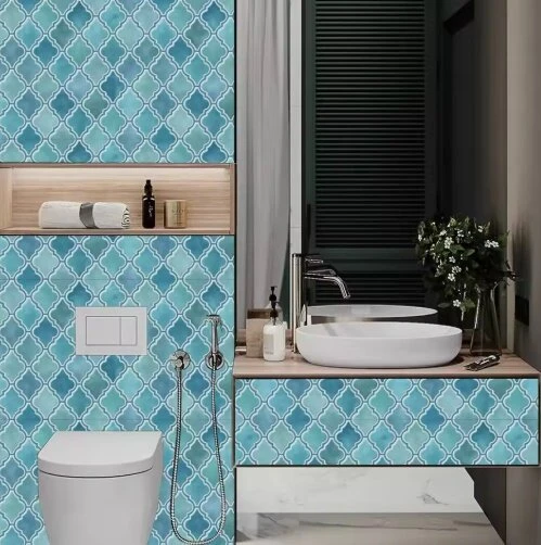 Plakfolie Arabische Tegels Blauw (45cm) 4 Plakfolie Arabische Tegels Blauw (45cm) - Afbeelding 2