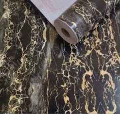 Plakfolie Marmer Zwart-goud (45cm)