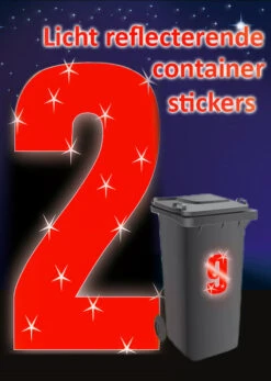 Containersticker Huisnummersticker Fluor Rood 16,5cm