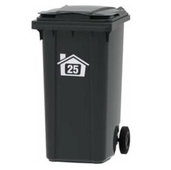 Containersticker Huisnummersticker Huisje Wit 20x29 Cm